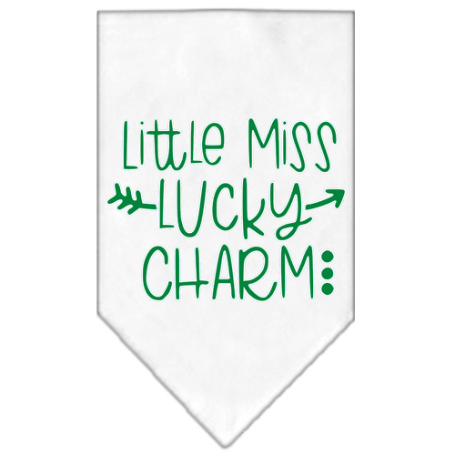 Little Miss Lucky Charm Screen Print Bandana White Small